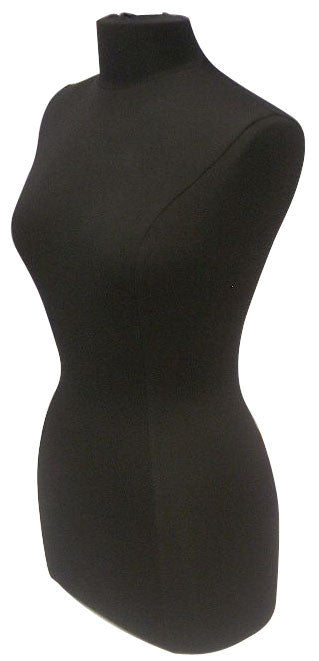 Female French Dress Form Black Jersey with Chrome Wheeled Base