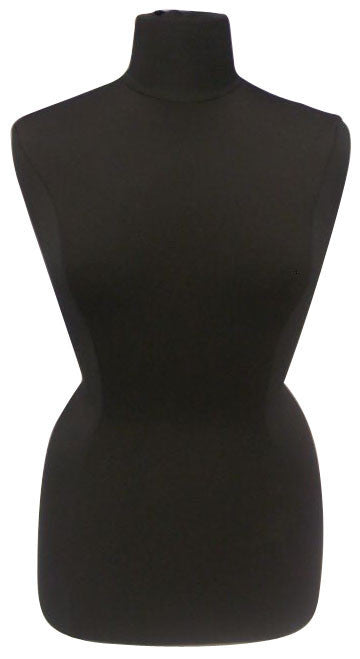 Female French Dress Form: Black Jersey on Black Wheeled Base