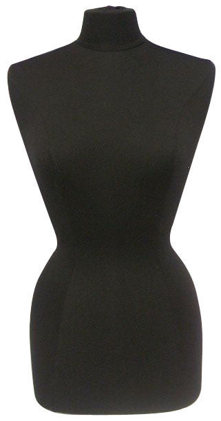 Female French Dress Form Black Jersey with Chrome Wheeled Base