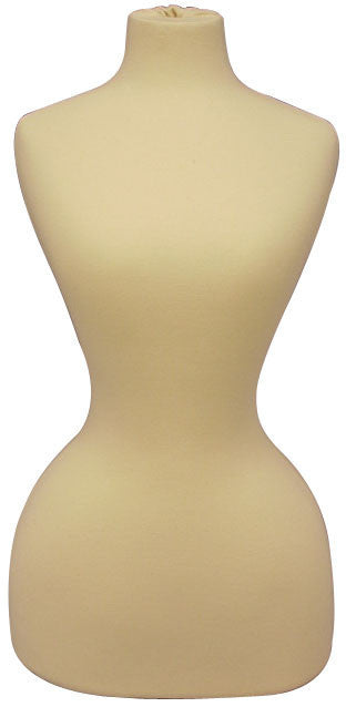 Wasp Waist Corset Dress Form: White Jersey on Natural Wood Tripod Base