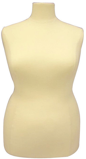 Size 14/16 White Jersey Plus Size Body Form with Round Gold Metal Base