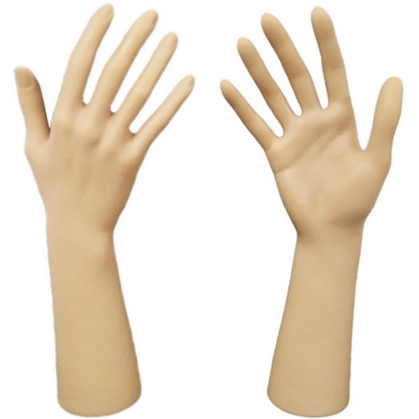Female Upright Glove, Rings, and Jewelry Display Hand: Tan