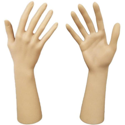 Female Upright Glove, Rings, and Jewelry Display Hand: Tan