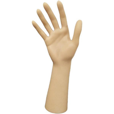 Female Upright Glove, Rings, and Jewelry Display Hand: Tan