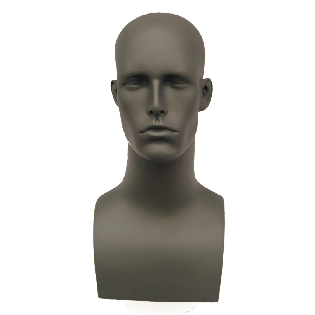Donny: Male Mannequin Head in Matte Grey