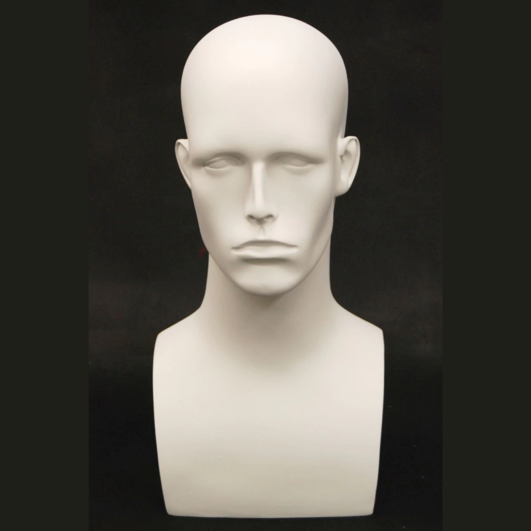 Donny: Male Mannequin Head in Matte White