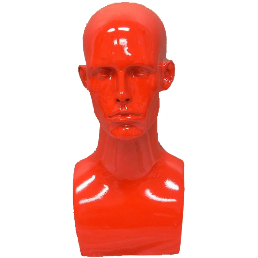 Donny: Male Mannequin Head in Glossy Red
