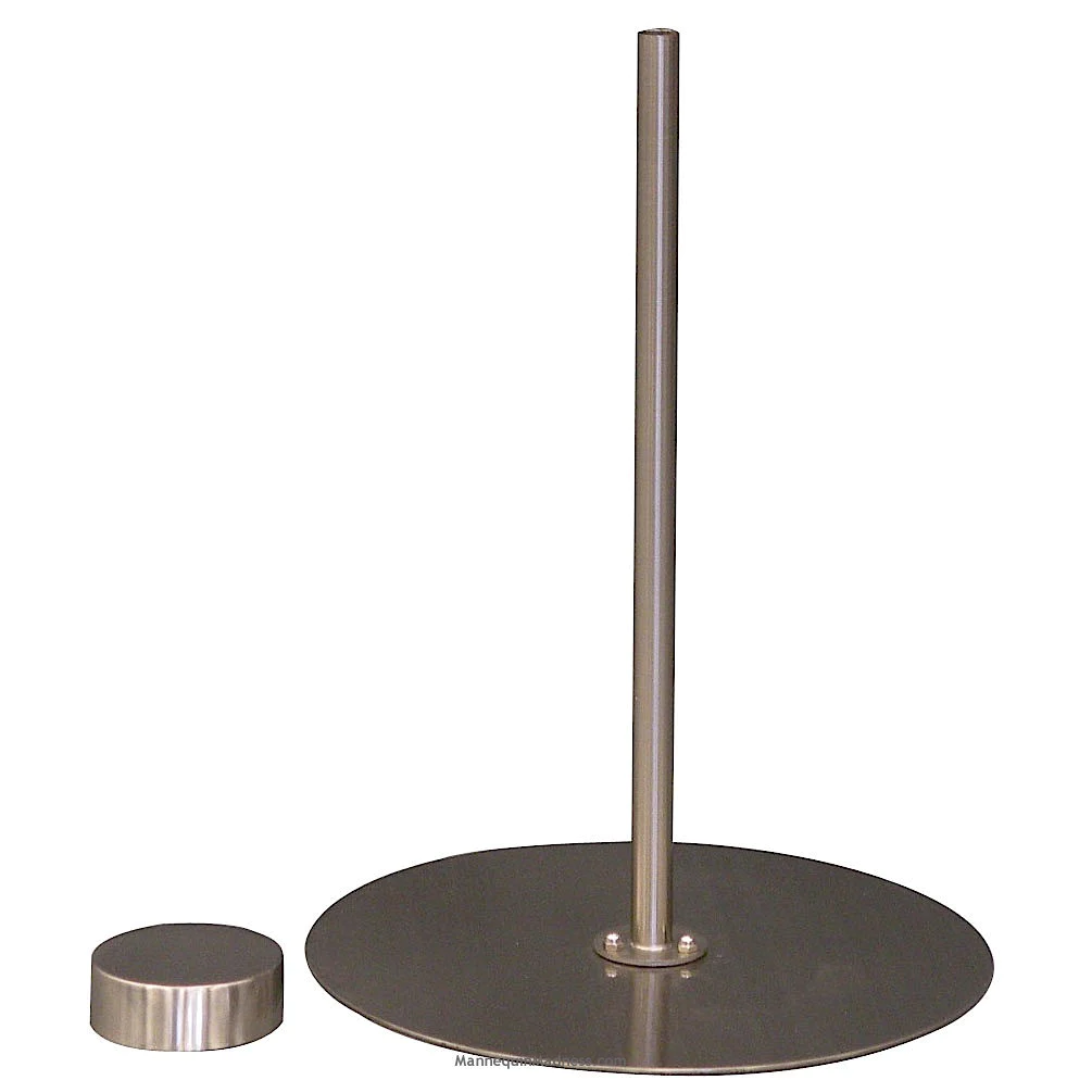 Dress Form Table Top Stand: Brushed Metal Round Base SHORT