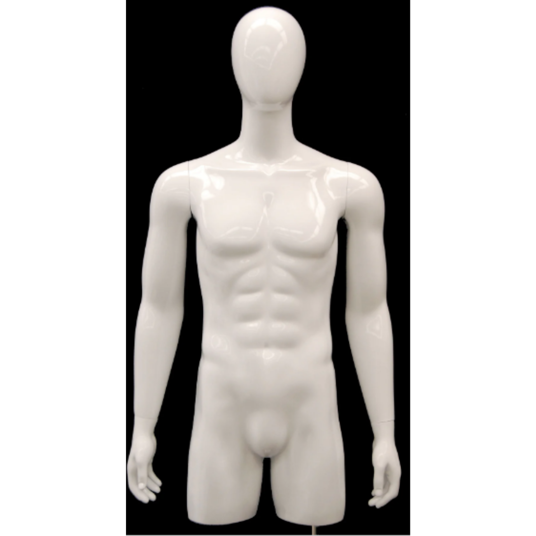 Egghead 3/4 Male Mannequin Torso with Head and Arms: Glossy White