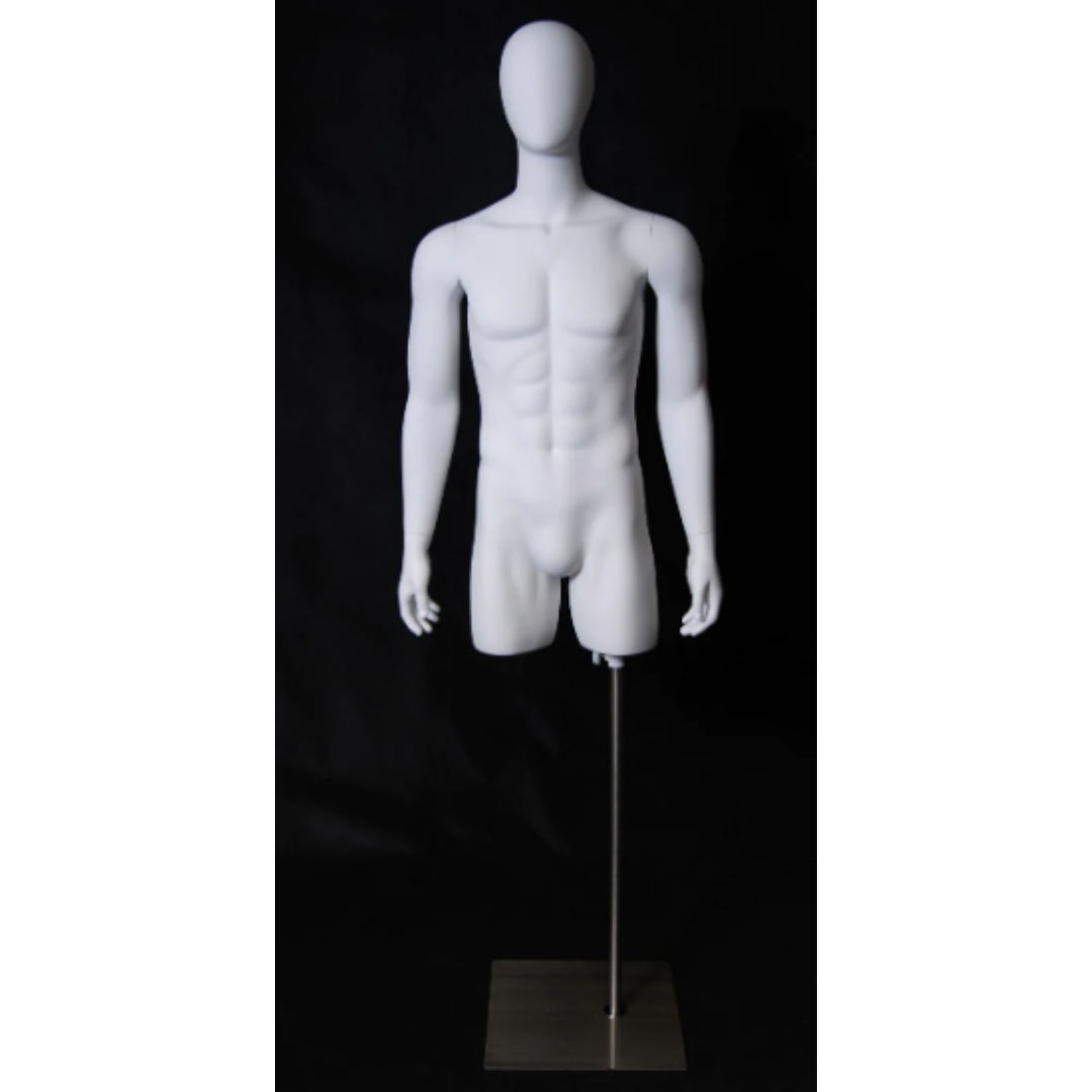 Egghead 3/4 Male Mannequin Torso with Head and Arms: Matte White