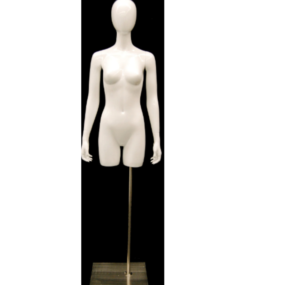 Egghead Female Half-leg Mannequin Torso with Arms: Glossy White
