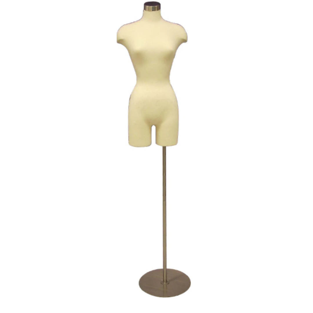 Female 3/4 Mannequin Torso with Half Leg & Shoulders: White in Size 6/8