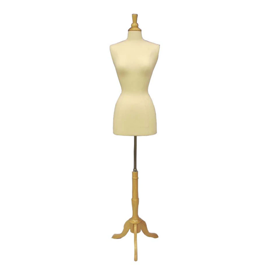 Size 2/4 White Jersey French Dress Form: 3 Tripod Base Options