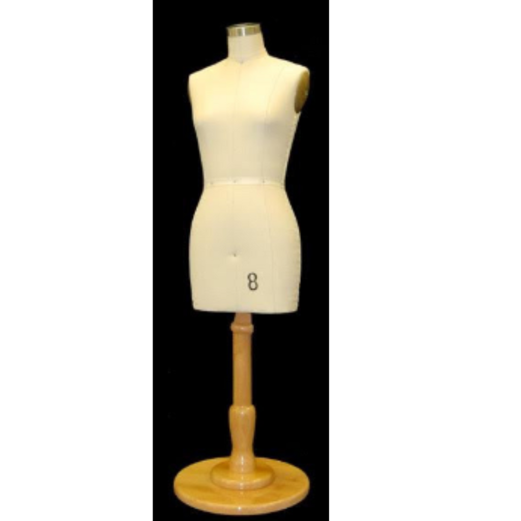 Size 8 Linen Half Body Professional Female Dress Form Mannequin – With Arm & Padding Kit – American Dress Forms