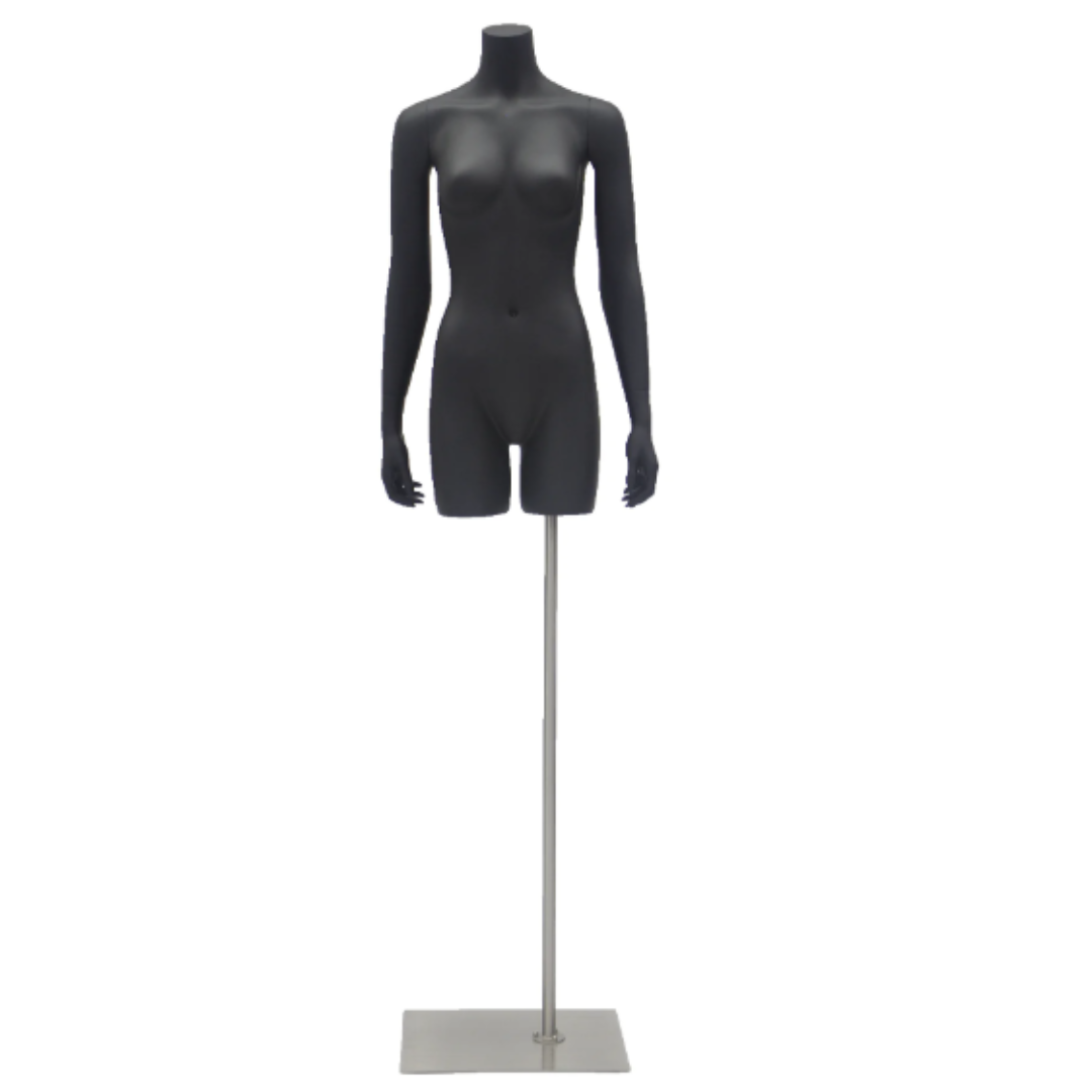 Headless Female Half-leg Mannequin Torso with Arms: Matte Black