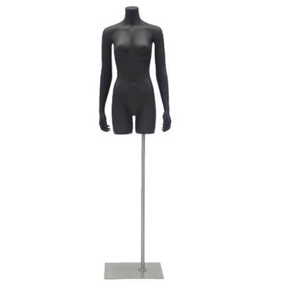 Headless Female Half-leg Mannequin Torso with Arms: Matte Black
