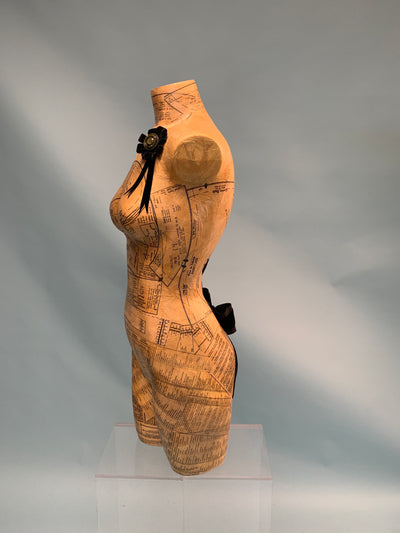 DaVinci-inspired Decoupaged Mannequin Torso-#1