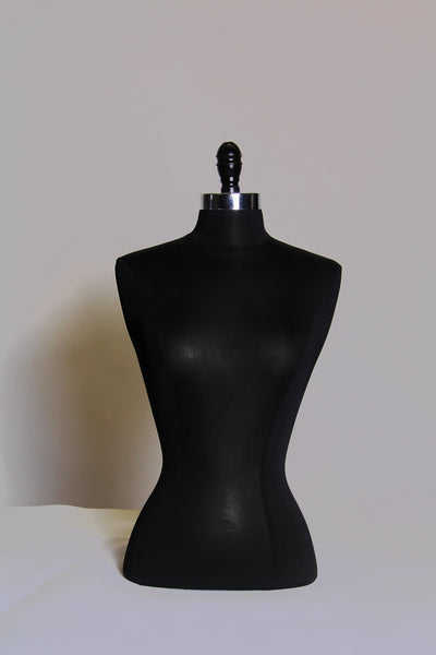 Plus-Size Female Body Form: Black Jersey on Tripod Base, Size 18/20