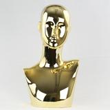 Chrome-plated Female Abstract Mannequin Head Display: Gold or Silver