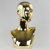 Chrome-plated Female Abstract Mannequin Head Display: Gold or Silver