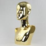 Chrome-plated Female Abstract Mannequin Head Display: Gold or Silver
