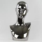 Chrome-plated Female Abstract Mannequin Head Display: 3 Color Options