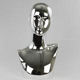 Chrome-plated Female Abstract Mannequin Head Display: Gold or Silver