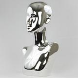 Chrome-plated Female Abstract Mannequin Head Display: Gold or Silver