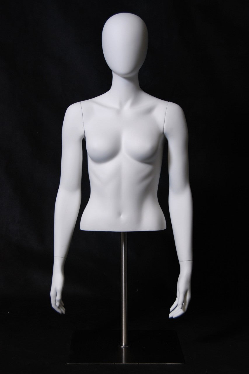 Egghead Female 1/2 Torso with Arms: Matte White