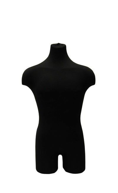 Black Male Mannequin Torso with Half Leg & Shoulders:Rectangle Base