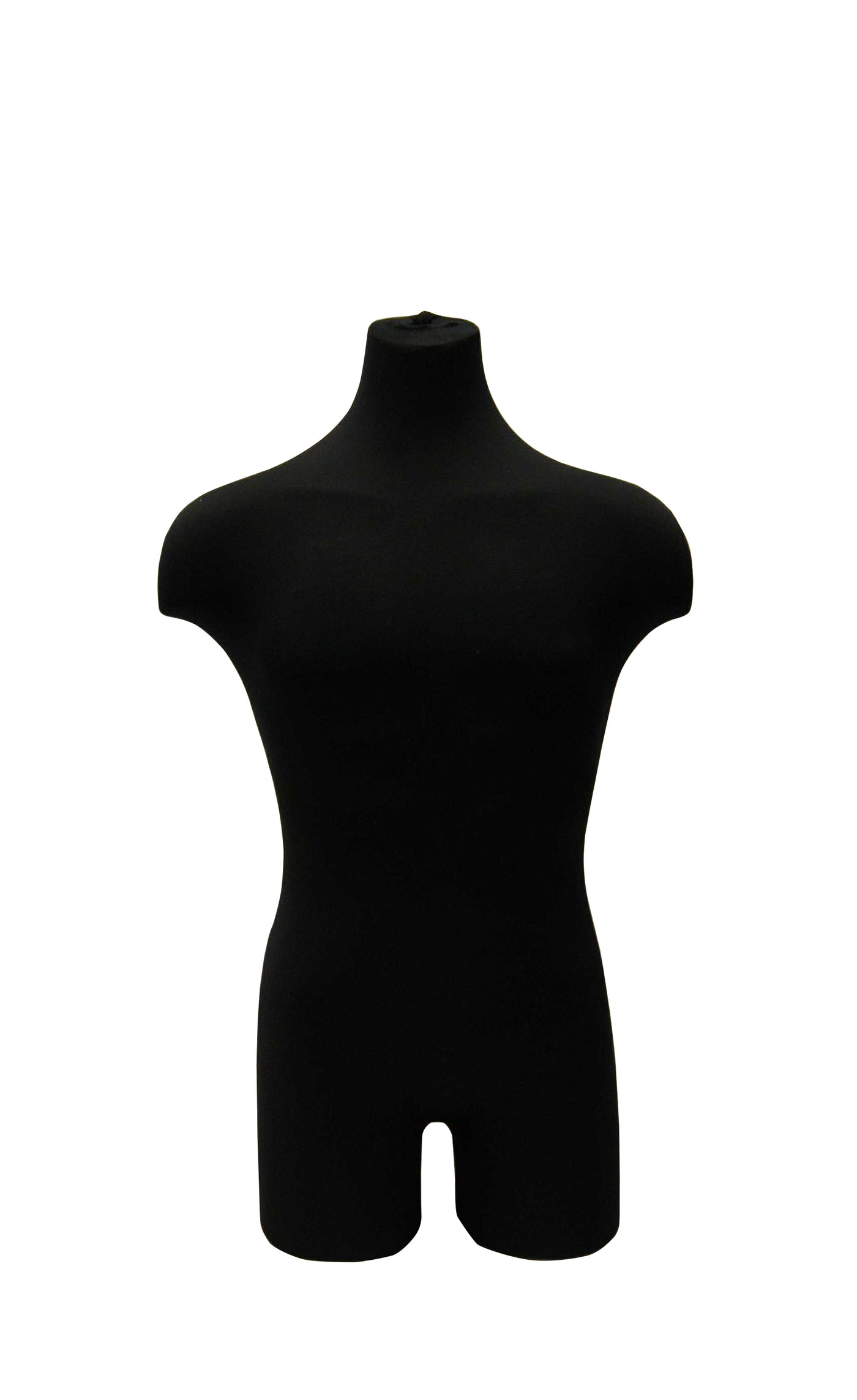 Black Male Mannequin Torso with Half Leg & Shoulders: Black Metal Wheeled Base