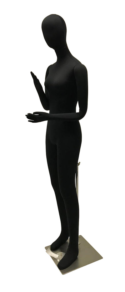 Black Cloth Egghead Female Mannequin: Bendable with Removable Head