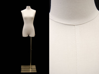 Female Body Form Linen White Fabric: Brushed Metal Base Half-leg