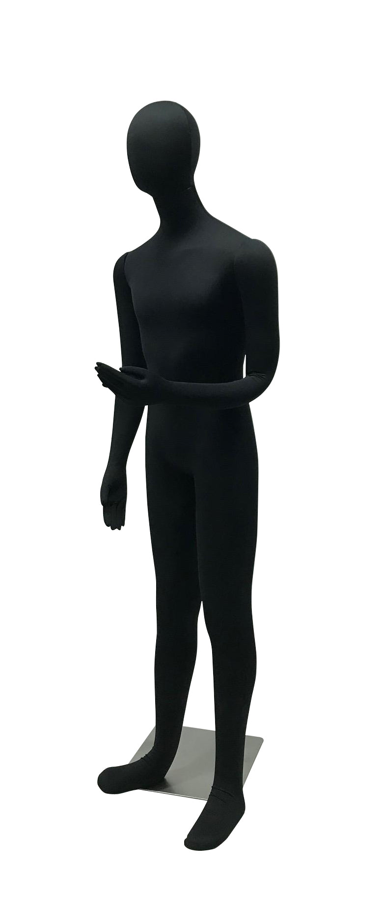 Black Cloth Egghead Male Mannequin: Bendable with Removable Head