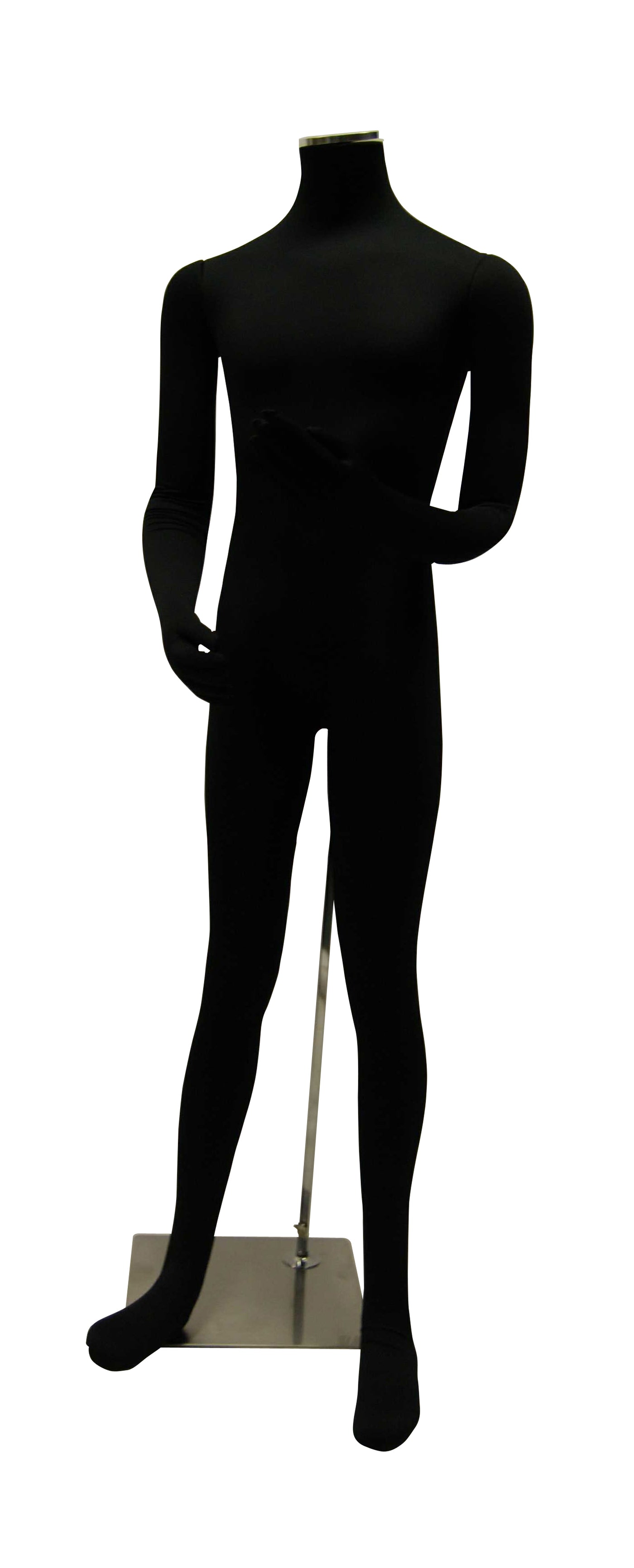 Male Egghead Torso Mannequin with Removable Arms, Black Color