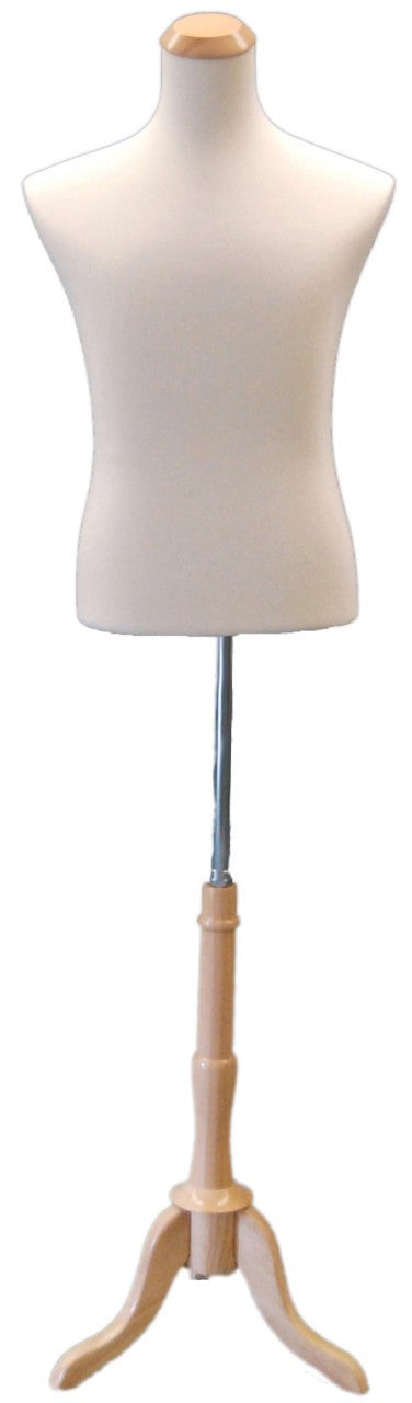 Male Shirt Form White Jersey w/ Wood Tripod Base