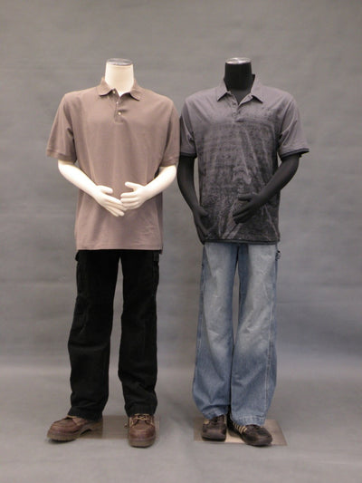 Male Dress Form with Half Leg and Bendable Cloth Arms: White Jersey