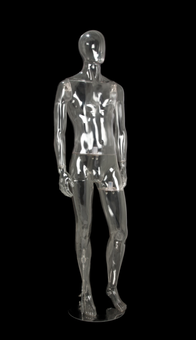 Clear Egghead Male Mannequin: Arms at Sides