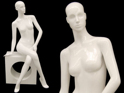 Gabriella 7: Seated Mannequin: Glossy White Tall