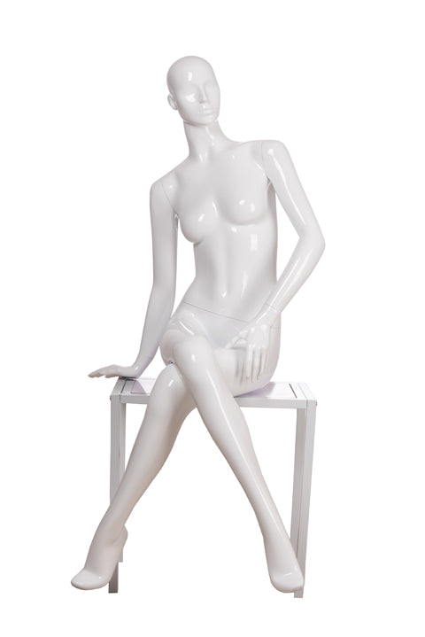 Gabriella 7: Seated Mannequin: Glossy White Tall