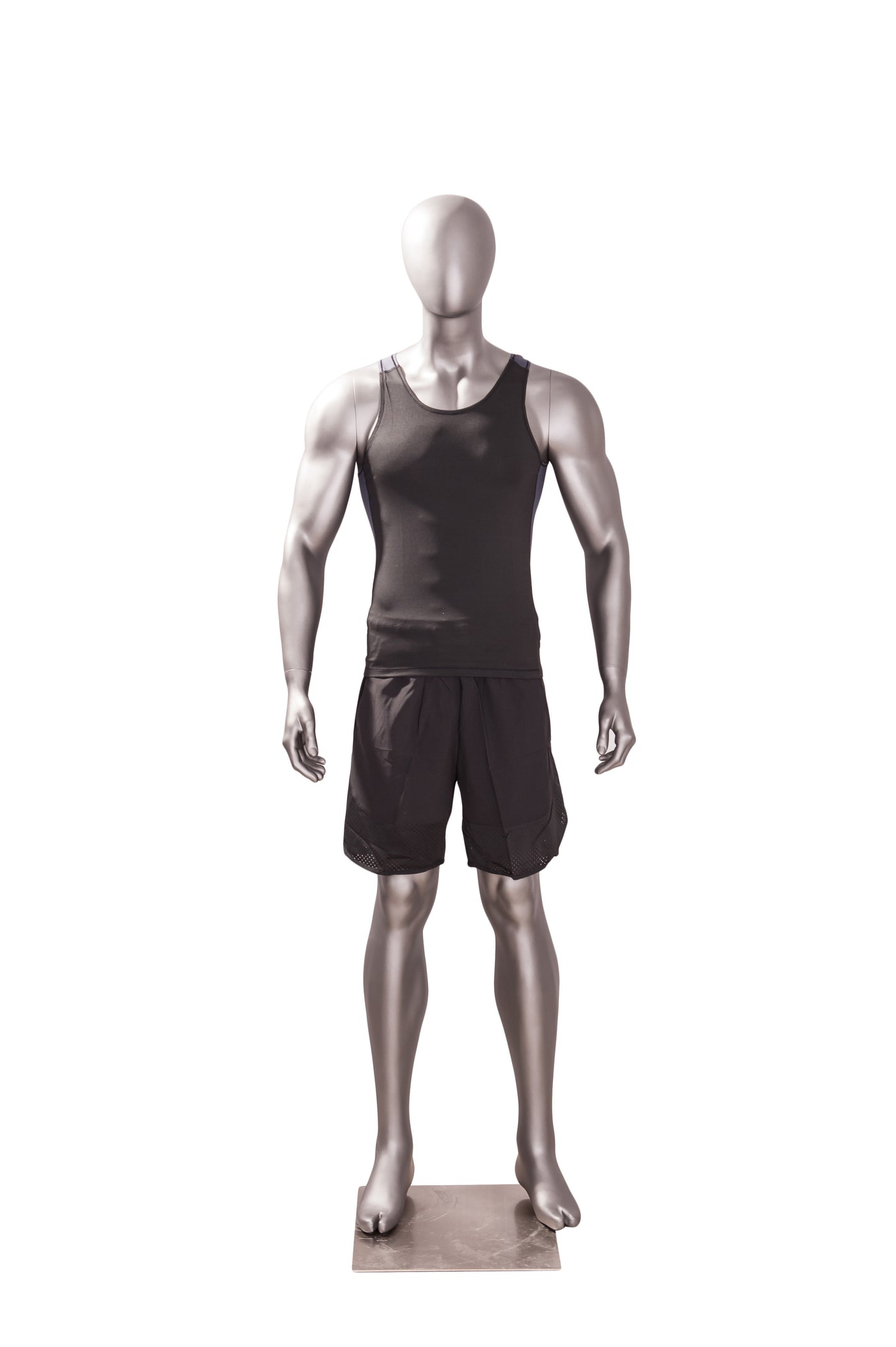 Sports Egghead Male Mannequin Standing Pose 2: Matte Grey