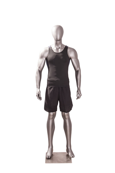 Sports Egghead Male Mannequin Standing Pose 2: Matte Grey