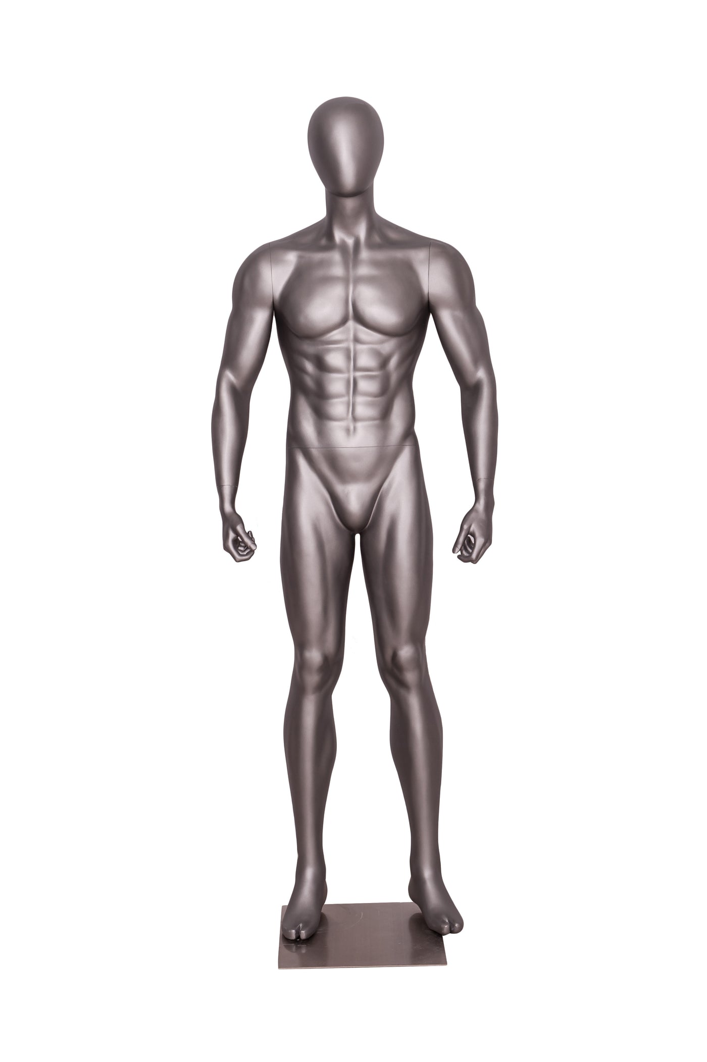 Egghead Male Mannequin Exercising Pose 1: Matte Grey