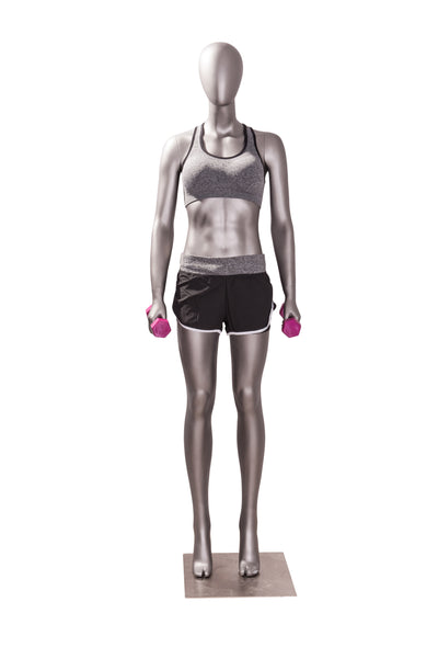 Sports Female Mannequin In Exercising Pose 1: Matte Grey