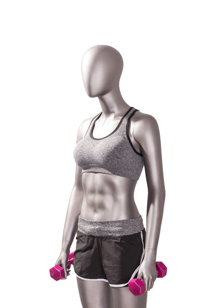 Sports Female Mannequin In Exercising Pose 1: Matte Grey