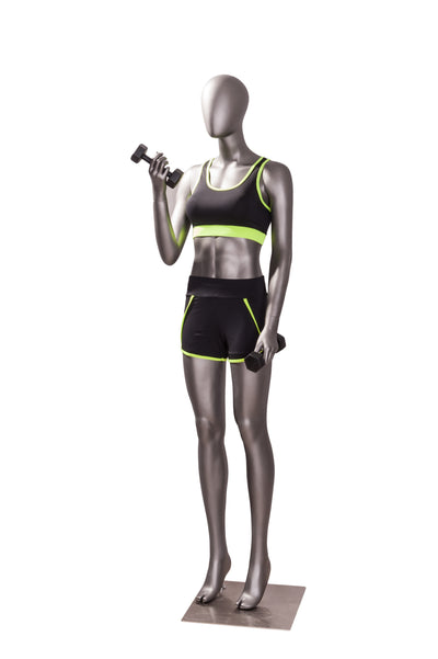 Sports Female Mannequin In Exercising Pose 2: Matte Grey
