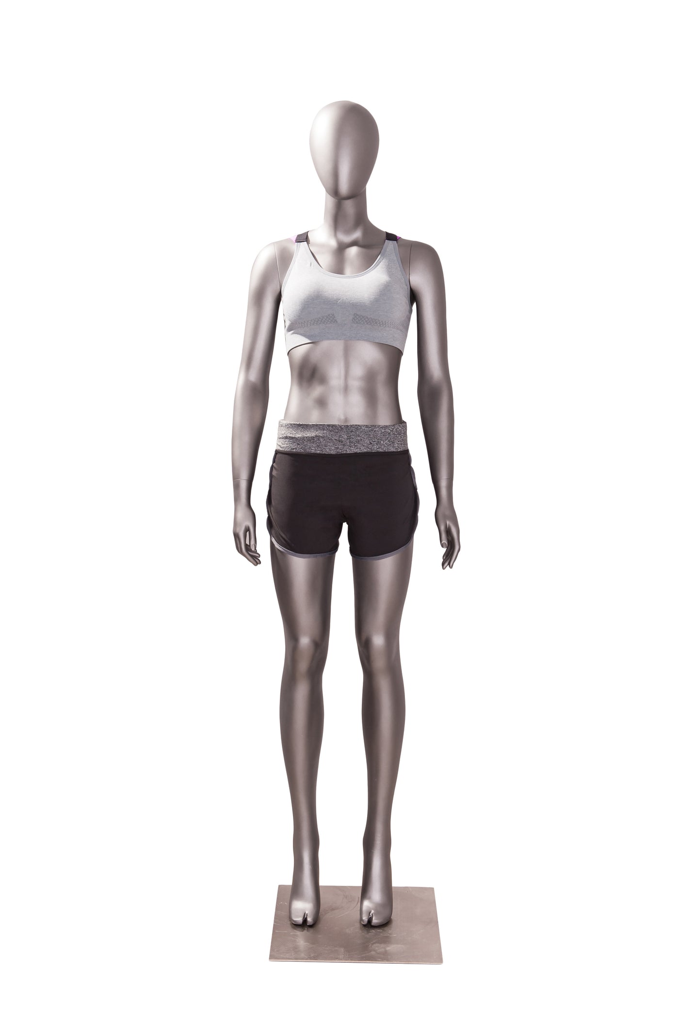 Sports Egghead Female Mannequin Standing Pose 2: Matte Grey