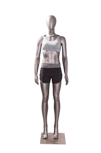 Sports Egghead Female Mannequin Standing Pose 2: Matte Grey