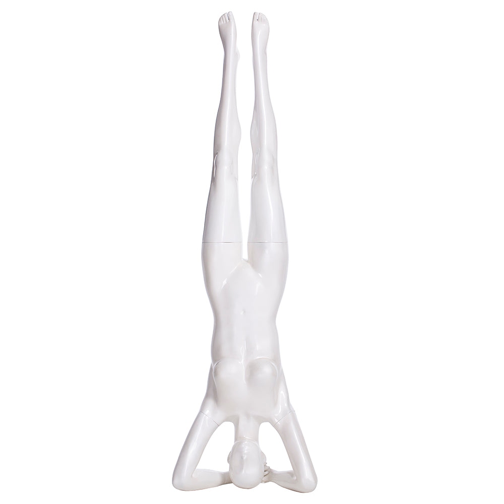 Yoga Egghead Female Mannequin in Handstand Pose 2: Glossy Pearl