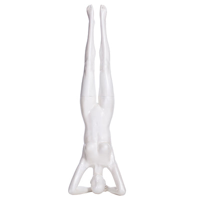 Yoga Egghead Female Mannequin in Handstand Pose 2: Glossy Pearl